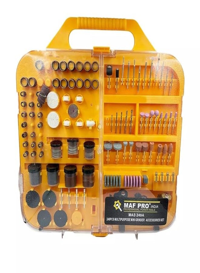 MAF PRO ملحقات أداة الطحن الدوارة الصغيرة Maf Pro MAS249A | مجموعة ملحقات أدوات دوارة متعددة الوظائف للحفر والصنفرة والتلميع والقطع والنقش والأعمال اليدوية (249 قطعة) - Image 1